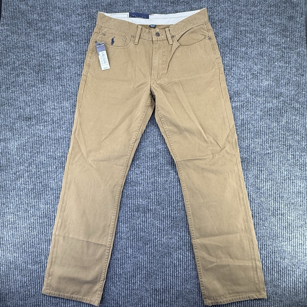 Polo Ralph Lauren NWT Beige Cotton Canvas Pants 31/30  Classic Straight Mid Rise